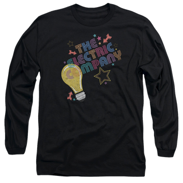 Black men's long sleeve t-shirt with Electric Company Electric Light graphic