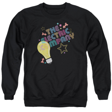 Black men's crewneck sweatshirt with Electric Company Electric Light graphic