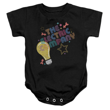 Black baby bodysuit with Electric Company Electric Light graphic