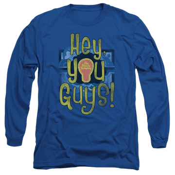 Royal men's long sleeve t-shirt with Electric Company Hey You Guys graphic