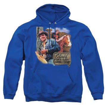 Royal pullover hoodie with Elvis Presley Ranch graphic