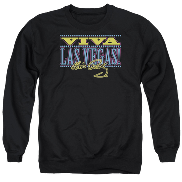 Black men's crewneck sweatshirt with Elvis Presley Viva Las Vegas graphic