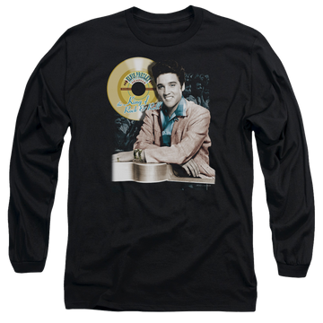 Black men's long sleeve t-shirt with Elvis Presley Gold Record graphic