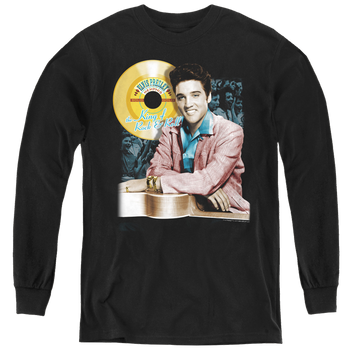 Black youth long sleeve t-shirt with Elvis Presley Gold Record graphic