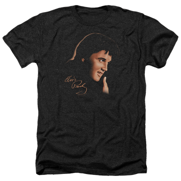 Charcoal men's heather t-shirt with Elvis Presley Warm Portrait graphic