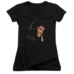 Elvis Presley Warm Portrait - Juniors V-Neck T-Shirt Juniors V-Neck T-Shirt Elvis Presley   