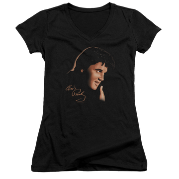 Elvis Presley Warm Portrait - Juniors V-Neck T-Shirt Juniors V-Neck T-Shirt Elvis Presley   