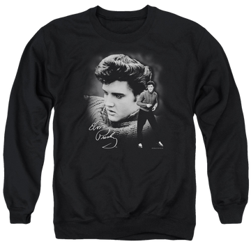 Black men's crewneck sweatshirt with Elvis Presley Sweater graphic