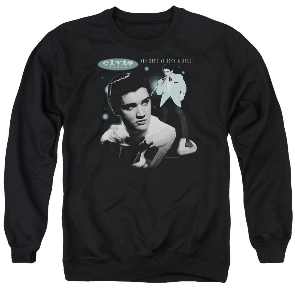 Elvis Presley Teal Portrait - Men's Crewneck Sweatshirt Men's Crewneck Sweatshirt Elvis Presley   