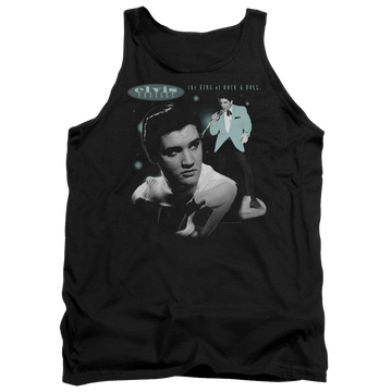 Black men's tank with Elvis Presley Teal Portrait graphic