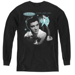 Elvis Presley Teal Portrait - Youth Long Sleeve T-Shirt Youth Long Sleeve T-Shirt Elvis Presley   