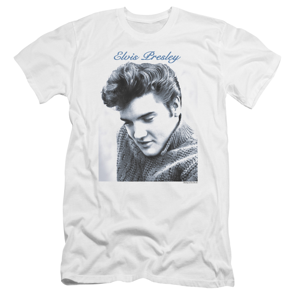 Elvis Script Sweater Premium Adult Slim Fit T-Shirt Men's Premium Slim Fit T-Shirt Elvis Presley   