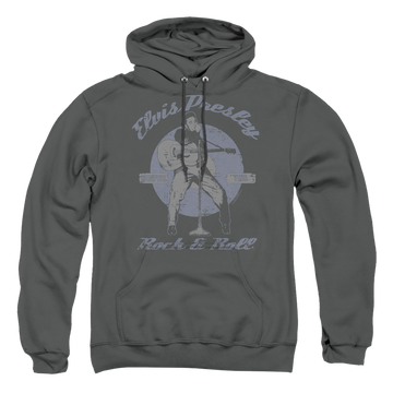 Charcoal pullover hoodie with Elvis Presley Rock &amp; Roll graphic