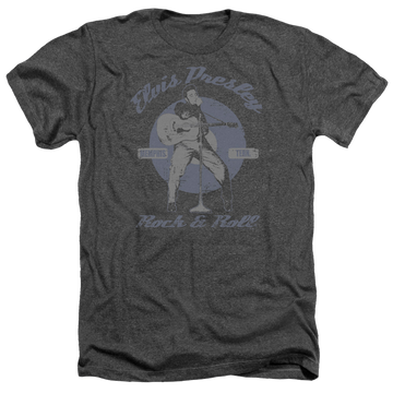Charcoal men's heather t-shirt with Elvis Presley Rock & Roll graphic