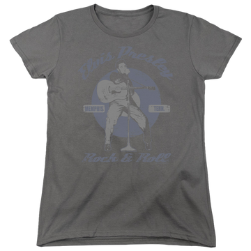 Charcoal women's t-shirt with Elvis Presley Rock & Roll graphic