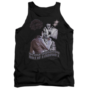 Black men's tank with Elvis Presley Violet Vegas graphic