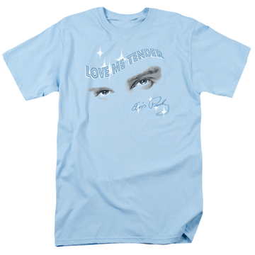 Light blue men's regular fit t-shirt with Elvis Presley Tender Eyes graphic