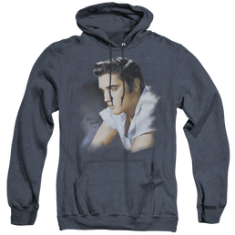 Elvis Presley Blue Profile - Heather Pullover Hoodie Heather Pullover Hoodie Elvis Presley   