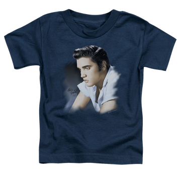 Navy toddler t-shirt with Elvis Presley Blue Profile graphic