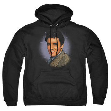 Black pullover hoodie with Elvis Presley Starlite graphic