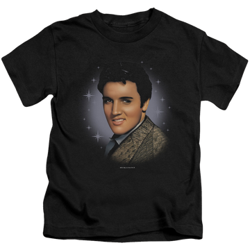 Black kid's t-shirt for ages 4 to 7 with Elvis Presley Starlite graphic