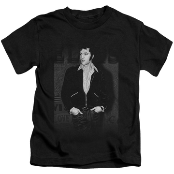Black kid's t-shirt for ages 4 to 7 with Elvis Presley Just Cool graphic