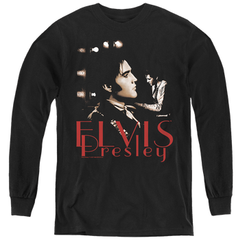 Black youth long sleeve t-shirt with Elvis Presley Memories graphic
