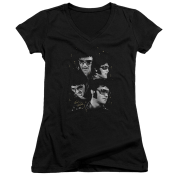Elvis Presley Faces - Juniors V-Neck T-Shirt Juniors V-Neck T-Shirt Elvis Presley   