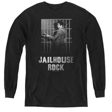 Black youth long sleeve t-shirt with Elvis Presley Jailhouse Rock graphic