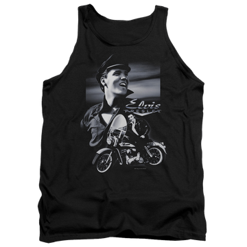 Black men's tank with Elvis Presley Motorcycle graphic