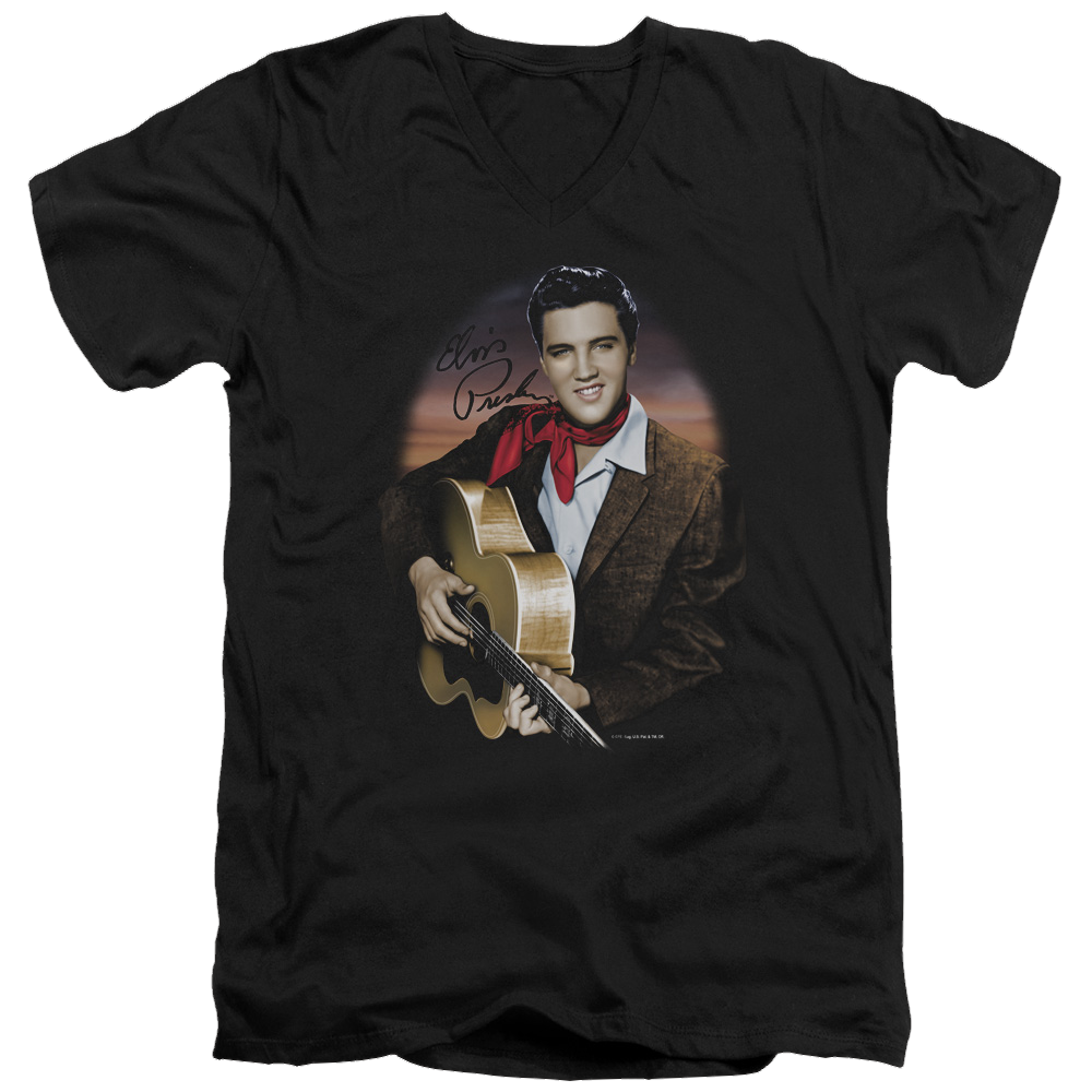 Elvis Presley Red Scarf #2 - Men's V-Neck T-Shirt Men's V-Neck T-Shirt Elvis Presley   