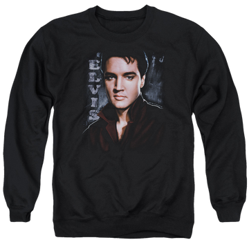 Black men's crewneck sweatshirt with Elvis Presley Tough graphic
