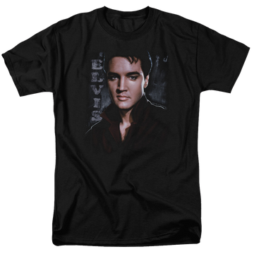 Black men's regular fit t-shirt with Elvis Presley Tough graphic