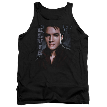 Black men's tank with Elvis Presley Tough graphic