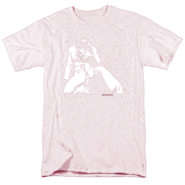 Hot pink men's regular fit t-shirt with Elvis Presley Please Love Me graphic