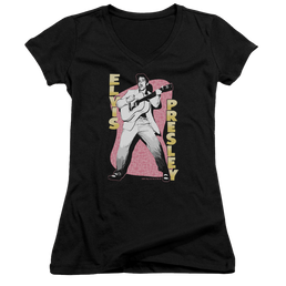 Elvis Presley Pink Rock - Juniors V-Neck T-Shirt Juniors V-Neck T-Shirt Elvis Presley   