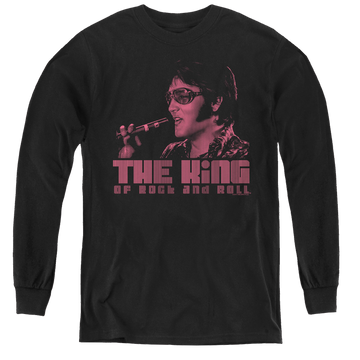 Black youth long sleeve t-shirt with Elvis Presley The King graphic