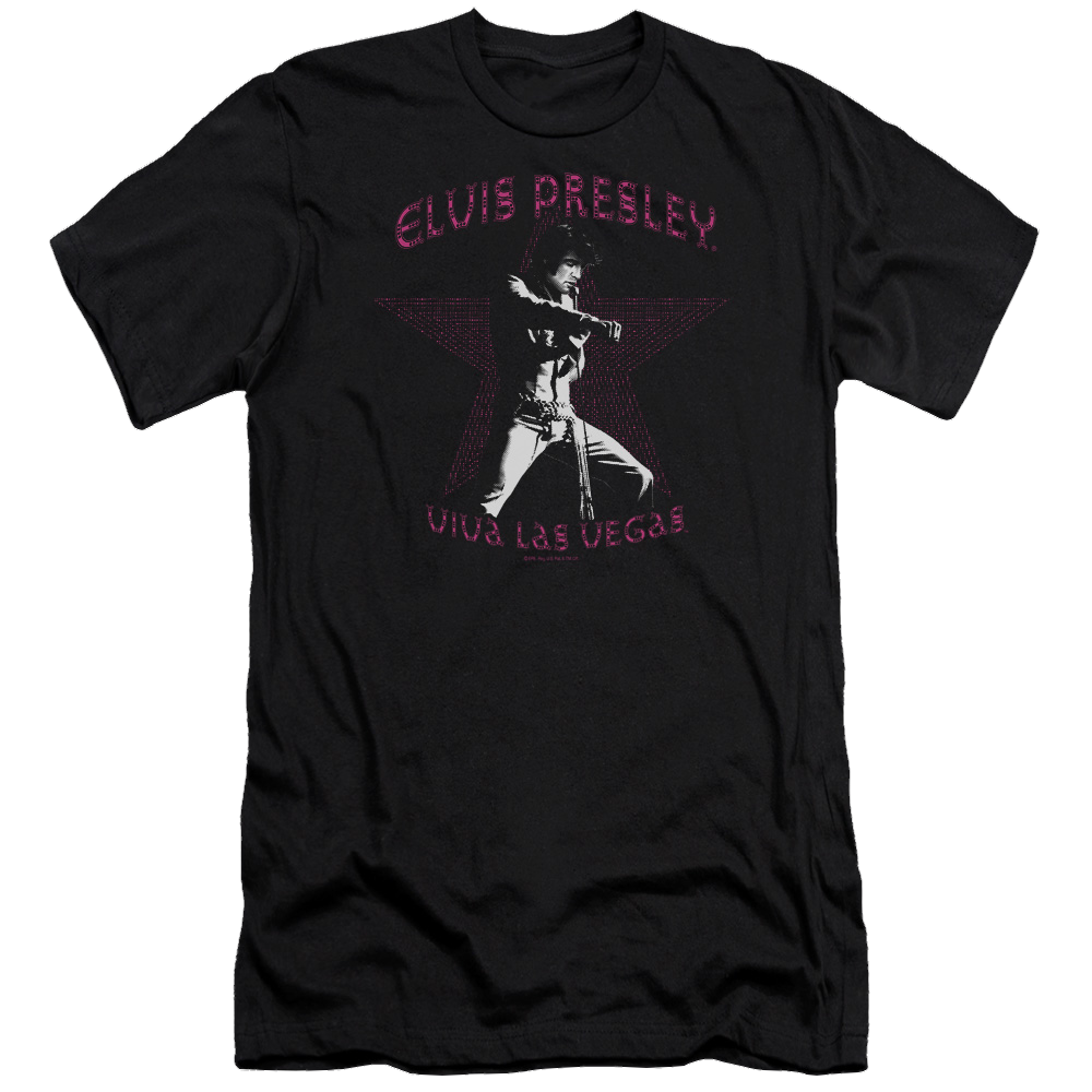 Elvis Viva Las Vegas Star Premium Adult Slim Fit T-Shirt Men's Premium Slim Fit T-Shirt Elvis Presley   