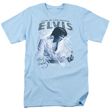 Carolina blue men's regular fit t-shirt with Elvis Presley Blue Vegas graphic