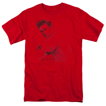 Red men's regular fit t-shirt with Elvis Presley On The Range graphic