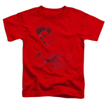 Red kid's t-shirt for ages 4 to 7 with Elvis Presley On The Range graphic