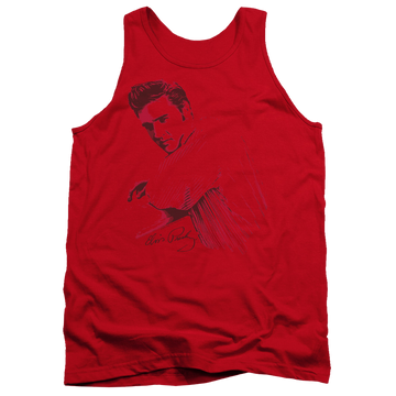 Red men's tank with Elvis Presley On The Range graphic