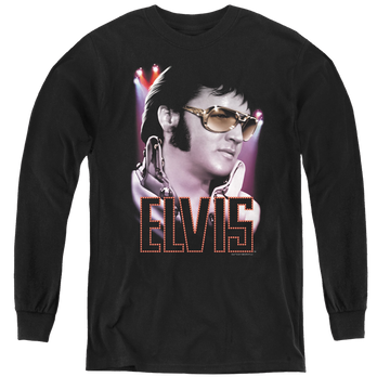 Black youth long sleeve t-shirt with Elvis Presley 70S Star graphic