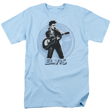 Light blue men's regular fit t-shirt with Elvis Presley 45 Rpm graphic