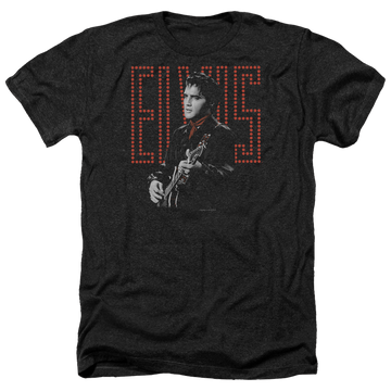 Charcoal men's heather t-shirt with Elvis Presley Red Guitarman graphic