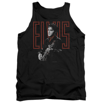 Black men's tank with Elvis Presley Red Guitarman graphic
