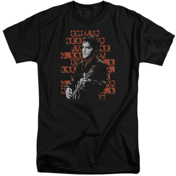 Black men's tall fit t-shirt with Elvis Presley 1968 graphic