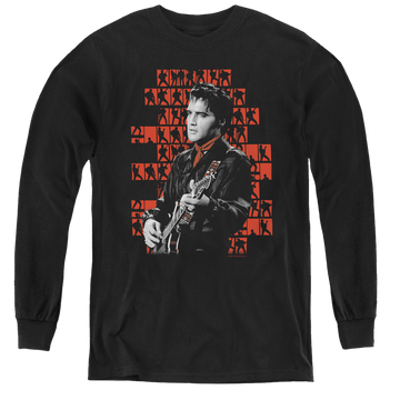 Black youth long sleeve t-shirt with Elvis Presley 1968 graphic