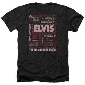 Charcoal men's heather t-shirt with Elvis Presley Whole Lotta Type graphic