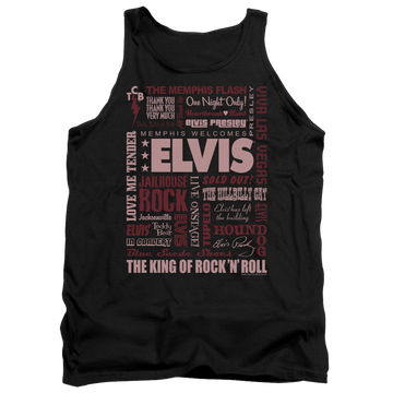 Black men's tank with Elvis Presley Whole Lotta Type graphic